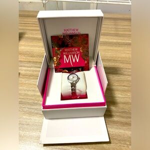 Matthew Williamson Silver Crystal Round Women Quartz Watch Vogue Featured